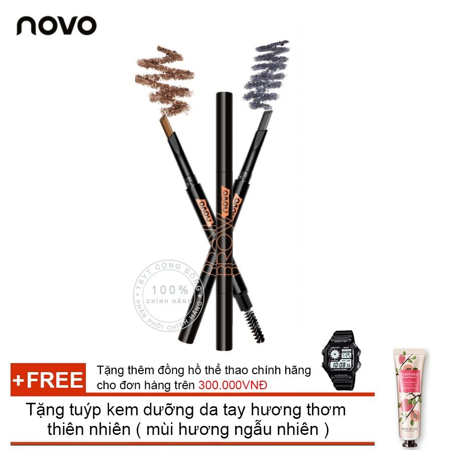 Chì kẻ mày ngang 2 đầu NoVo Makeup Seduce 5090 + Tặng tuýp kem dưỡng da tay hương thơm  thiên nhiên ( Đơn hàng mỹ phẩm trên 300k tặng thêm 1 đồng hồ thể thao như quảng cáo )