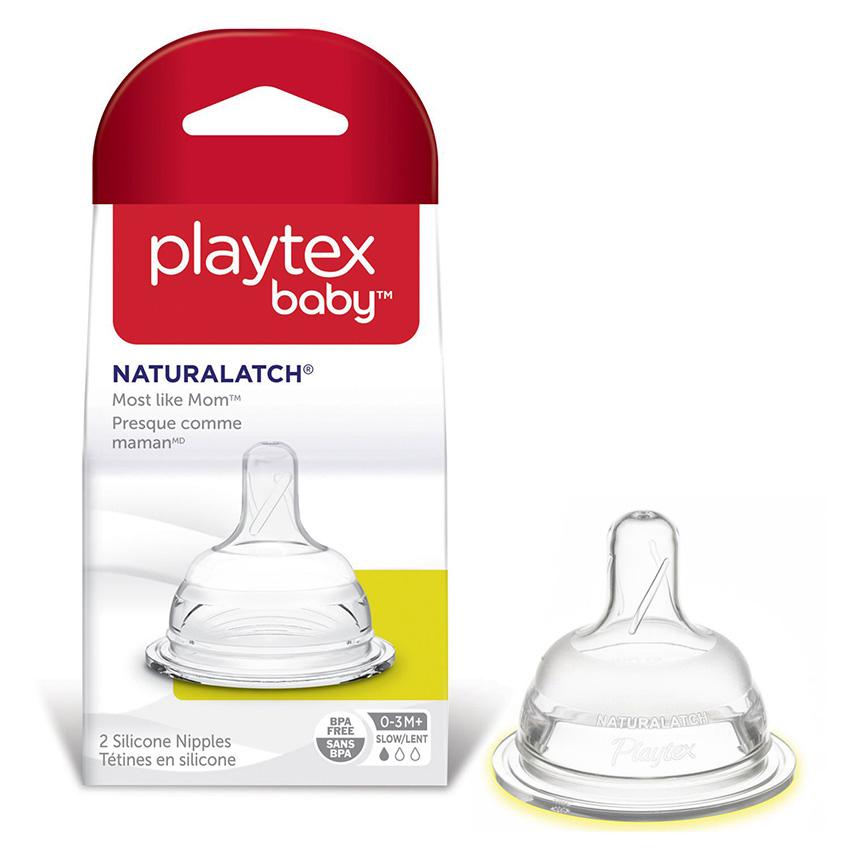 Hộp 2 núm ty bình sữa Playtex cổ rộng Size L bé trên 6 tháng