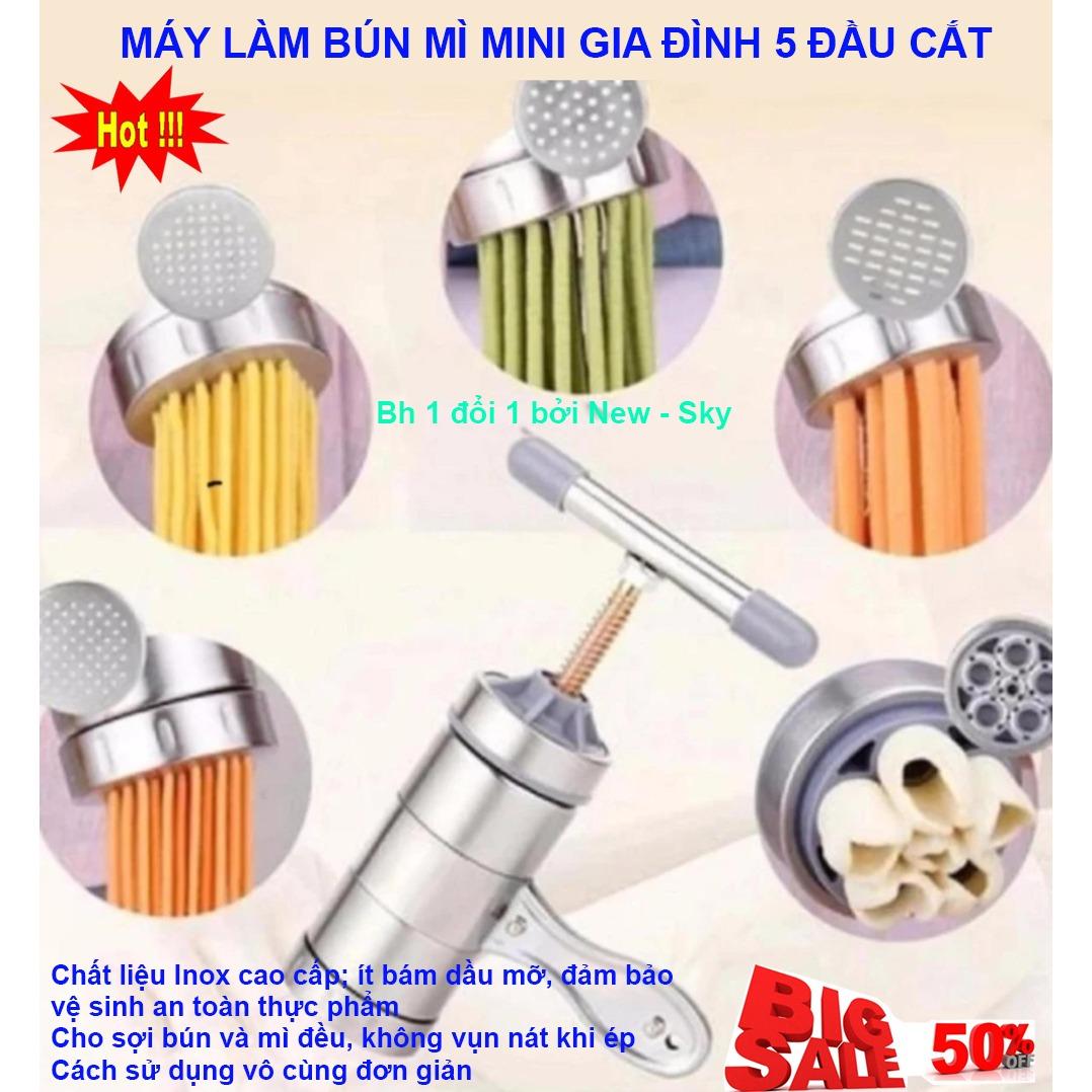 [HCM]May Lam Bun Mini Tai Nha Dụng Cụ Làm Bún Mì Tươi 5 Đầu Inox Cao Cấp - NSK1095 Máy Làm Bún Mì Mini Gia Đình An Toàn Chất Lượng Hiệu Quả - Bh 1 Đổi 1 Bởi New - Sky