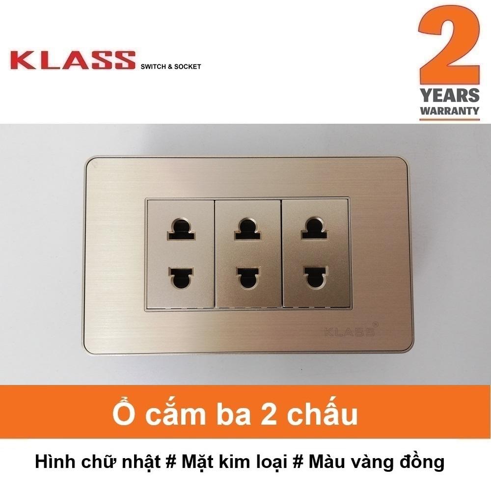 Ổ cắm ba 2 chấu, hình chữ nhật, màu vàng, KLASS 118KV3-012