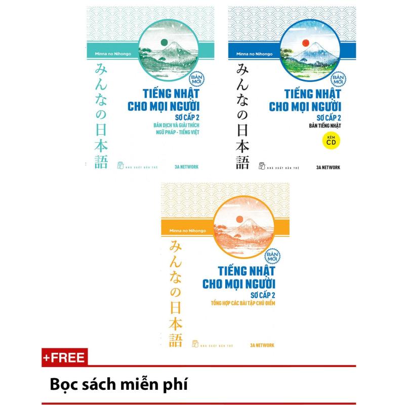 Mua Combo 3 cuốn Tiếng Nhật cho mọi người Minna no Nihongo - Sơ cấp 2 - Bản tiếng Nhật, Bản dịch và giải thích ngữ pháp, Tổng hợp các bài tập chủ điểm