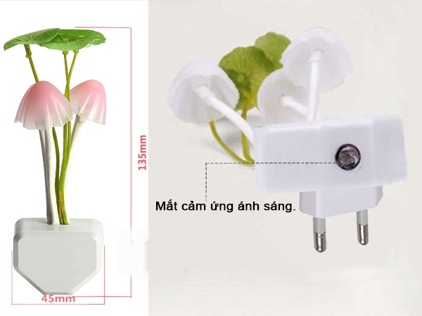 Đèn LED ngủ nấm cảm ứng ánh sáng OML