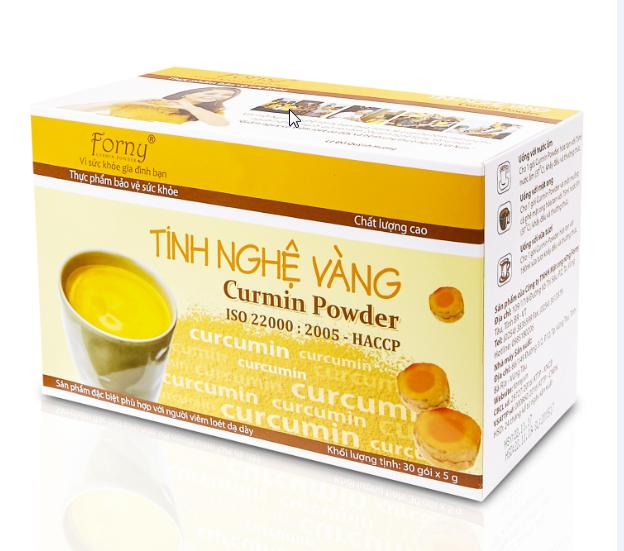 Tinh nghệ vàng Forny 150g (30 gói x 5g) (Hộp giấy) FS(Phù hợp với người viêm loét dạ dày, phụ nữ sau sinh hồi phục sức khỏe và sắc đẹp, người sử dụng rượu bia thường xuyên, tốt cho hệ tiêu hóa) (tinh bột nghệ) (Tinh bột nghệ nguyên chất)