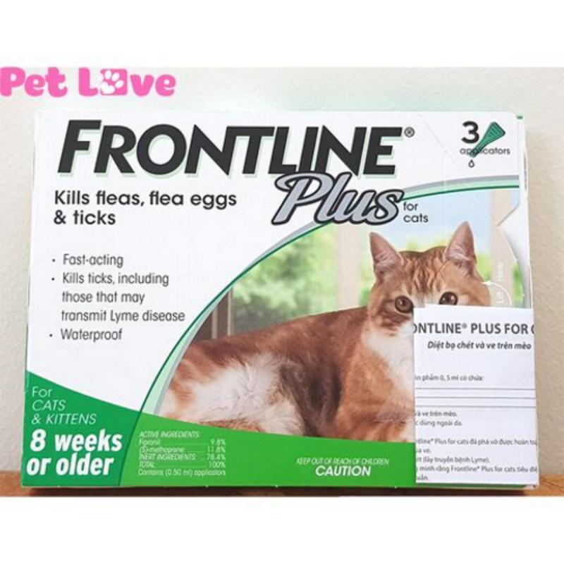 1 hộp Frontline Plus (3 tuýp) nhỏ gáy trị ve rận, bọ chét cho mèo