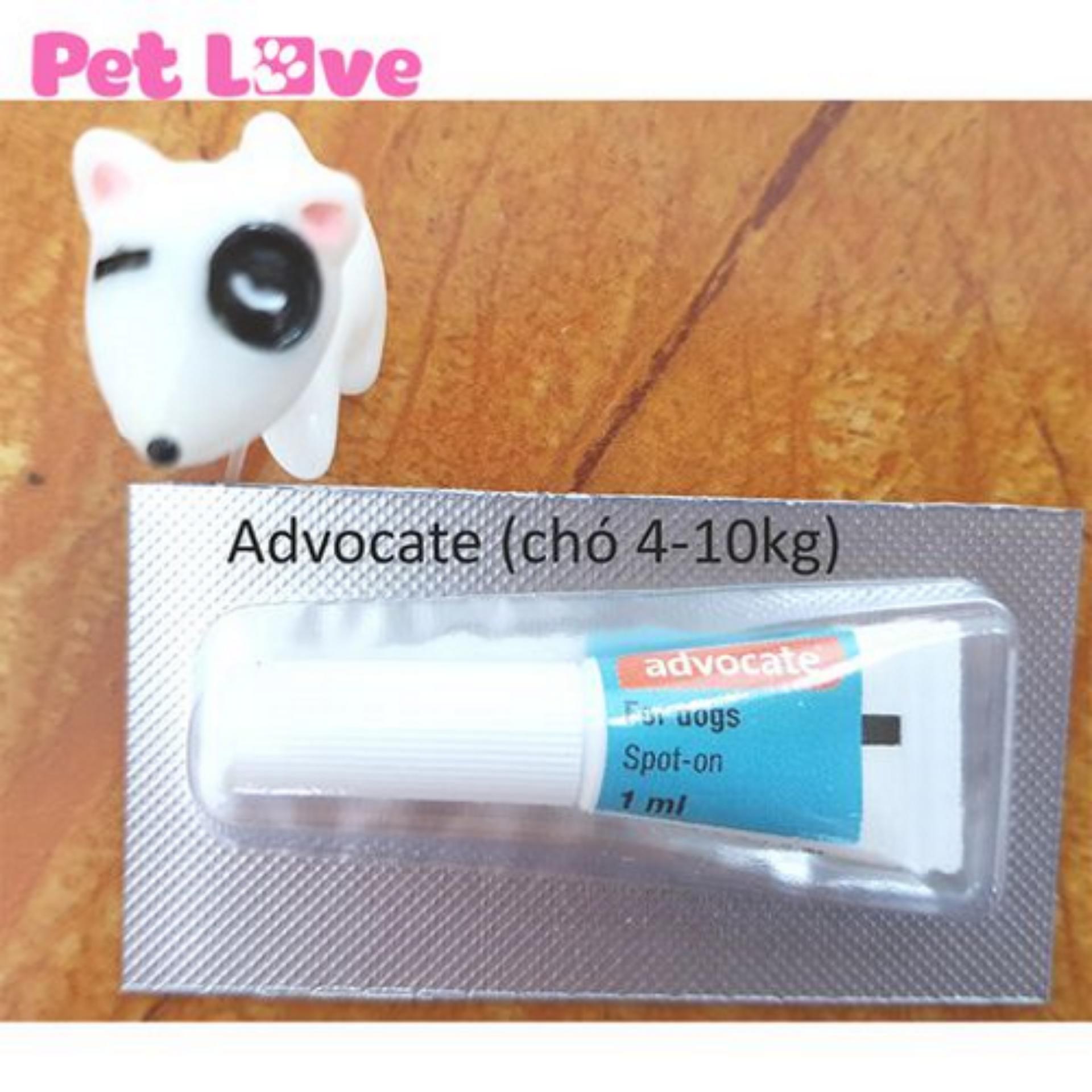 1 tuýp Advocate nhỏ gáy diệt giun, ghẻ, ve rận, bọ chét (chó từ 4 - 10kg)