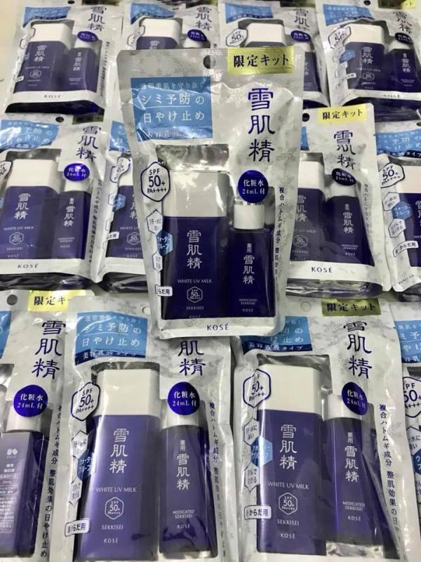 Sét Kem chống nắng Kose milk 60g tặng kèm lotion mini nhập khẩu