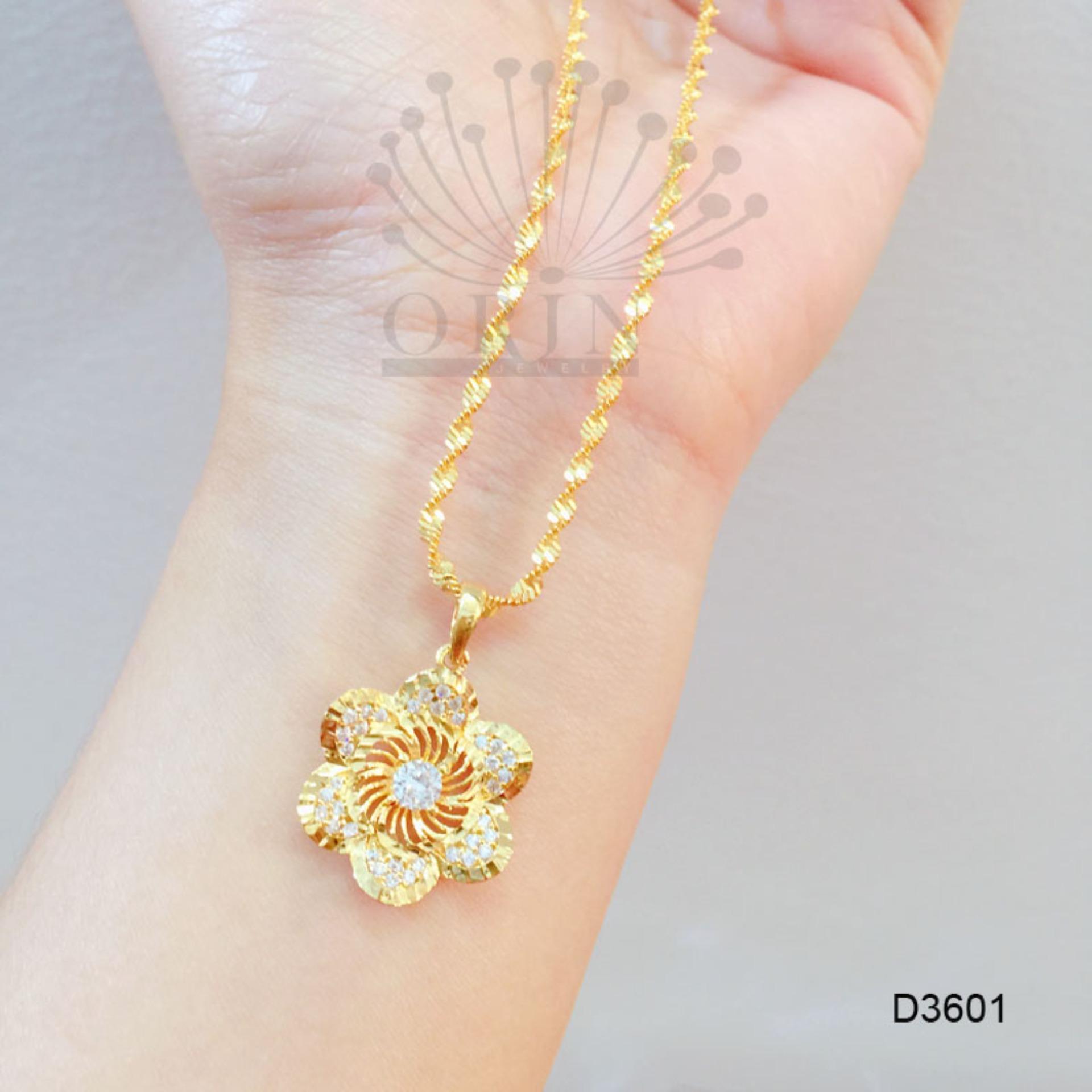 Dây chuyền nữ dạng xoắn mặt hoa 5 cánh đính đá cao cấp Orin D3601 đẳng cấp - Long Tien