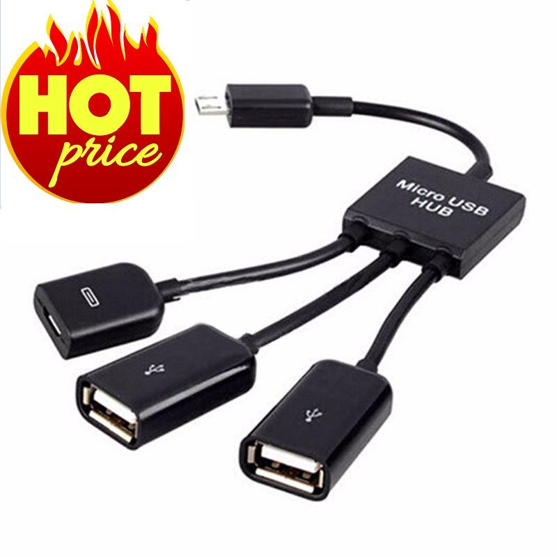 BolehDeals 3in1 Micro USB OTG Hub Host Extension Adapter Cable For Android Phone Tablet - intl