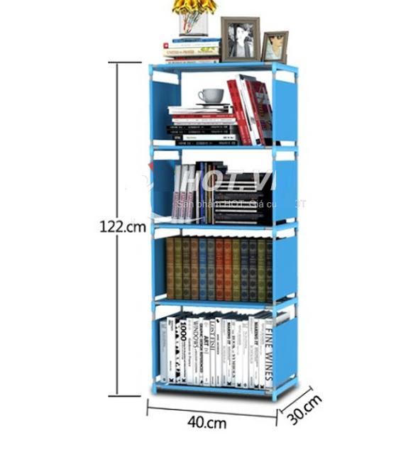 Kệ sách nhựa 4 tầng đa năng màu xanh