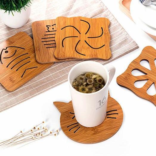 Combo 2 lót nồi gỗ hình mèo
