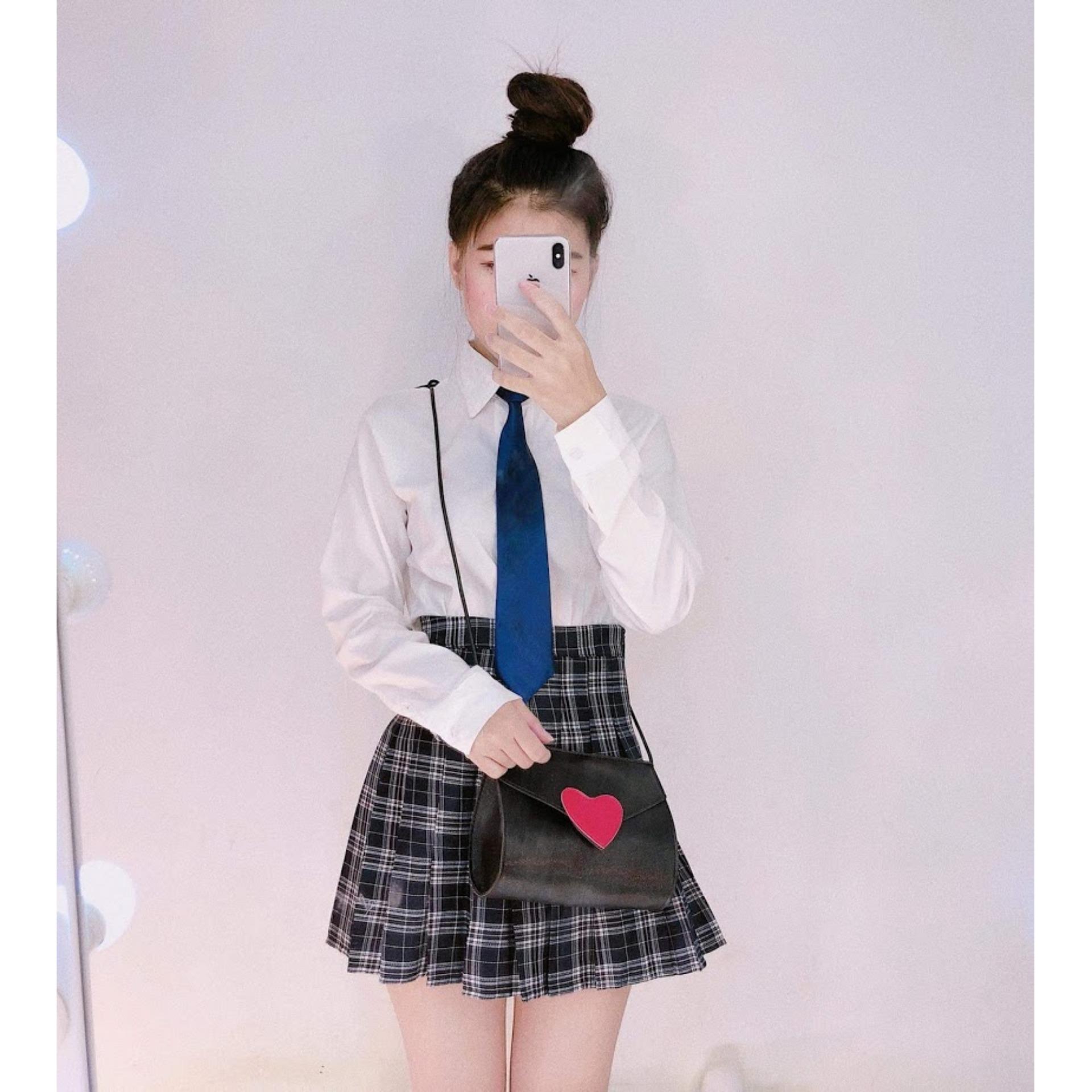 Set ulzzang áo sơmi cavat vây tennis