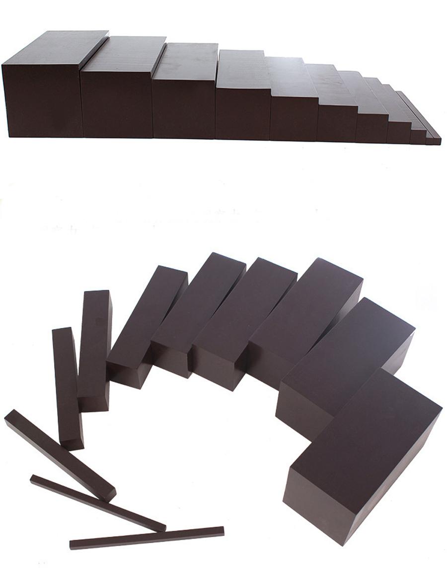 Giáo cụ Montessori Thang nâu Brown stair 0.7-7cm