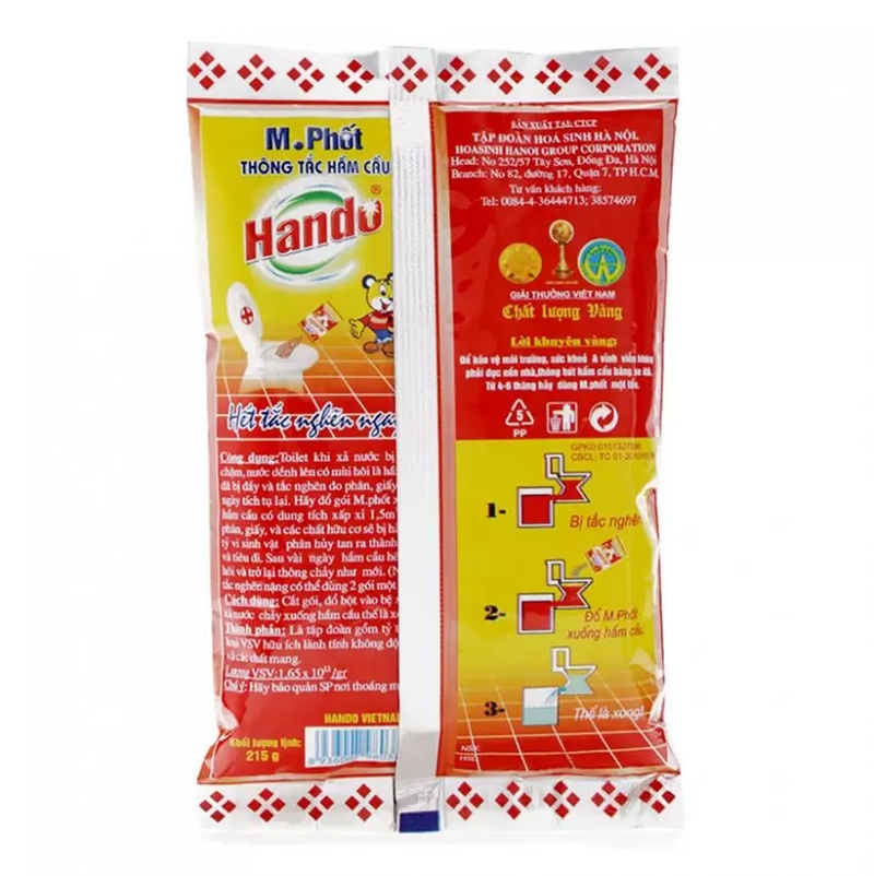 Bột thông tắc hầm cầu bể phốt Hando 215g 2