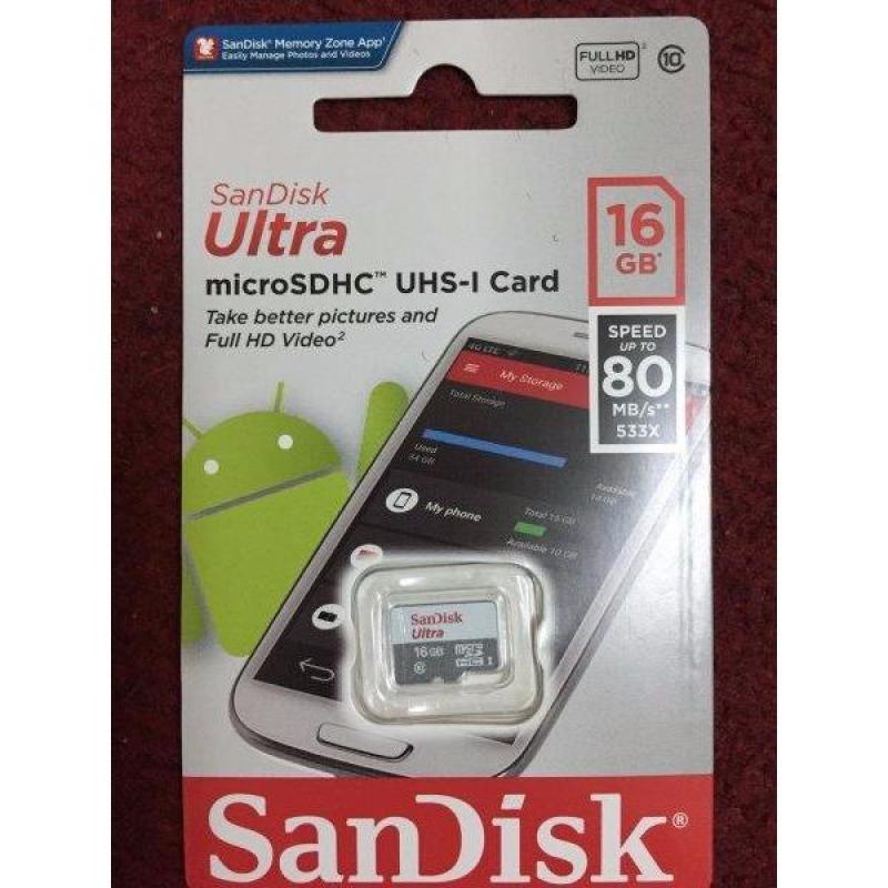 THẺ NHỚ 16GB Sandisk Ultra Micro SDHC (Class 10) tốc độ 80Mb/s
