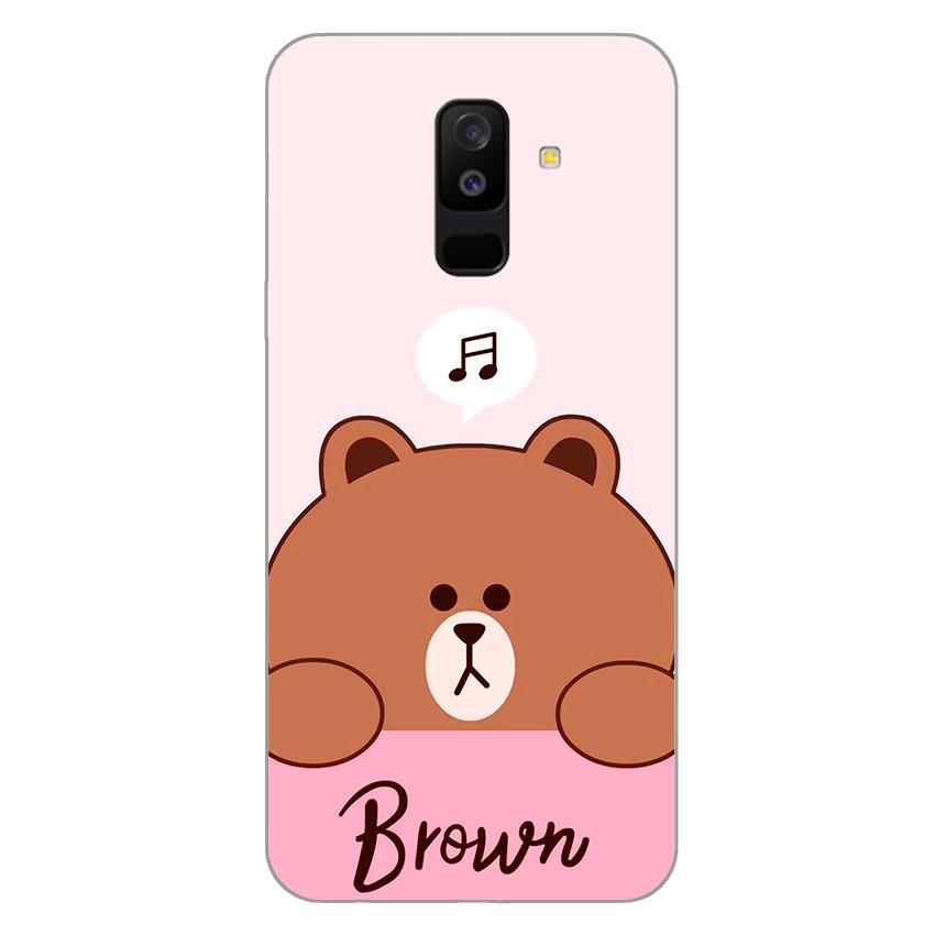 Ốp lưng samsung galaxy a6 plus 2018- silicon dẻo - gấu brown