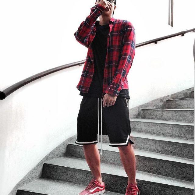 Quần bóng rổ v short - quần nỉ thun short chữ v - quần v-short vải lưới fear of god siêu đẹp streetwear unisex