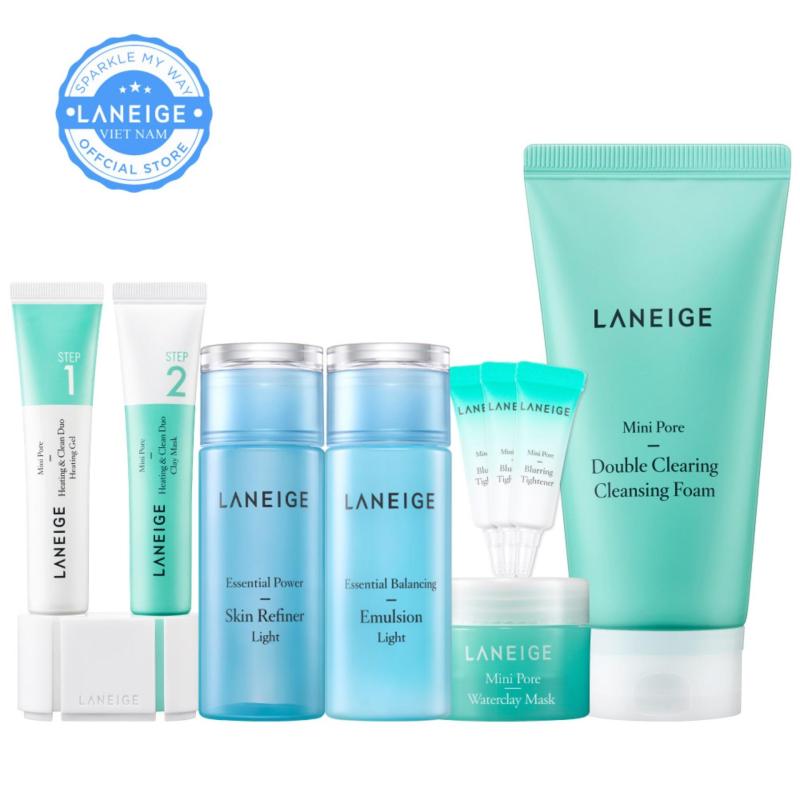 Combo làm sạch kiểm soát dầu nhờn và ngăn ngừa mụn đầu đen Laneige Mini Pore Care