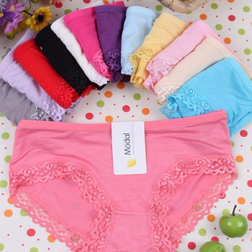 Combo 5 quần lót nữ cotton viền ren cao cấp Modal
