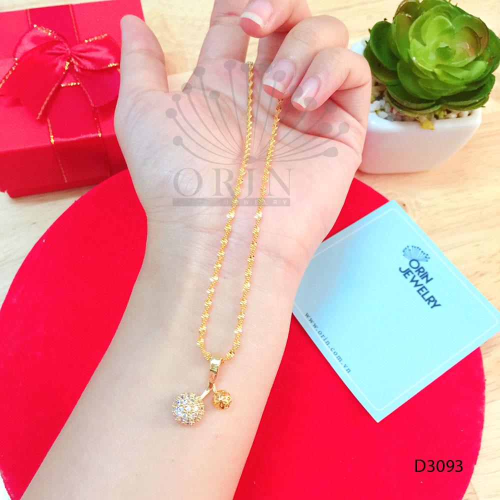 Dây chuyền xi mạ vàng dạng xoắn mặt trái cherry khảm đá sang trọng cao cấp ORIN AL D3093