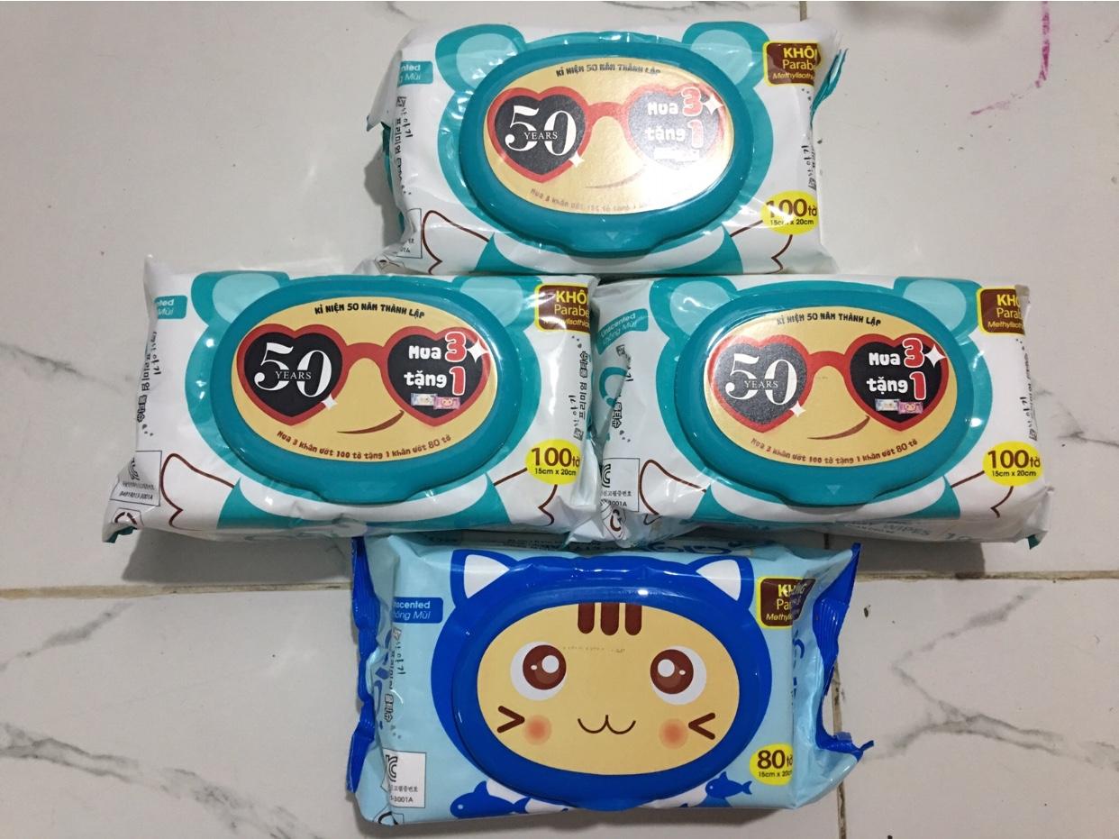 Bộ 3 gói khăn ướt Agi không mùi 100 tờ