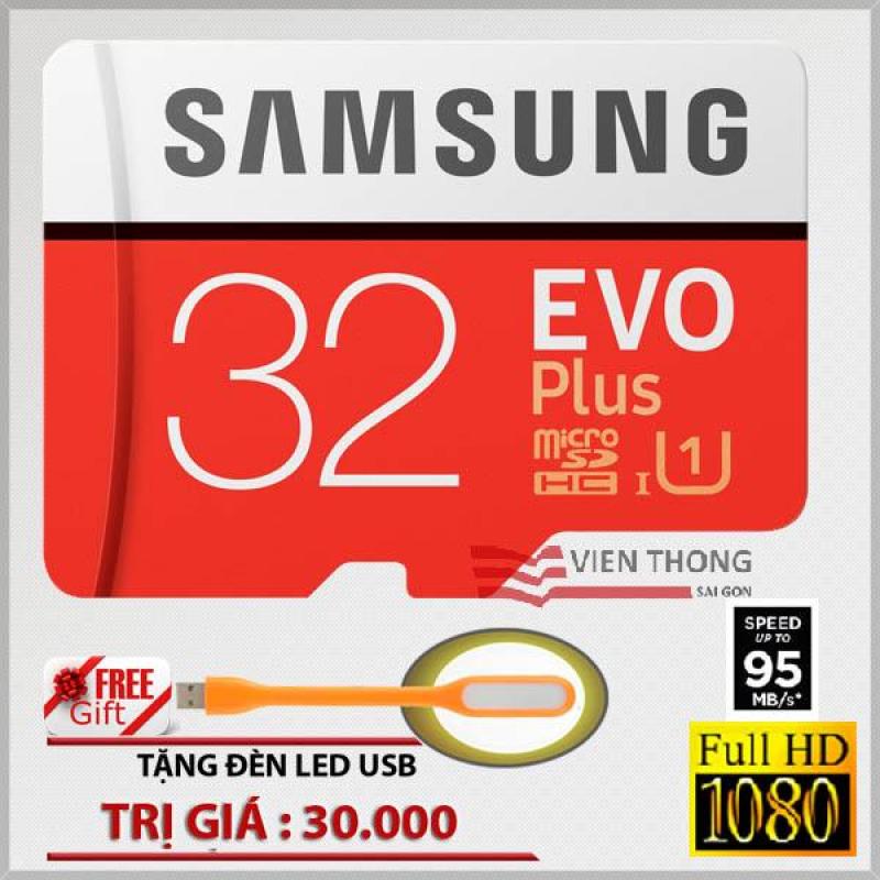 Thẻ nhớ 32gb tốc độ cao Up to 95mb/s MicroSDHC Samsung EVO Plus ( Màu đỏ )+ Đèn Led USB