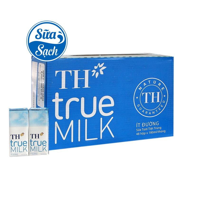 Thùng 12 lốc sữa th true milk ít đường 180ml