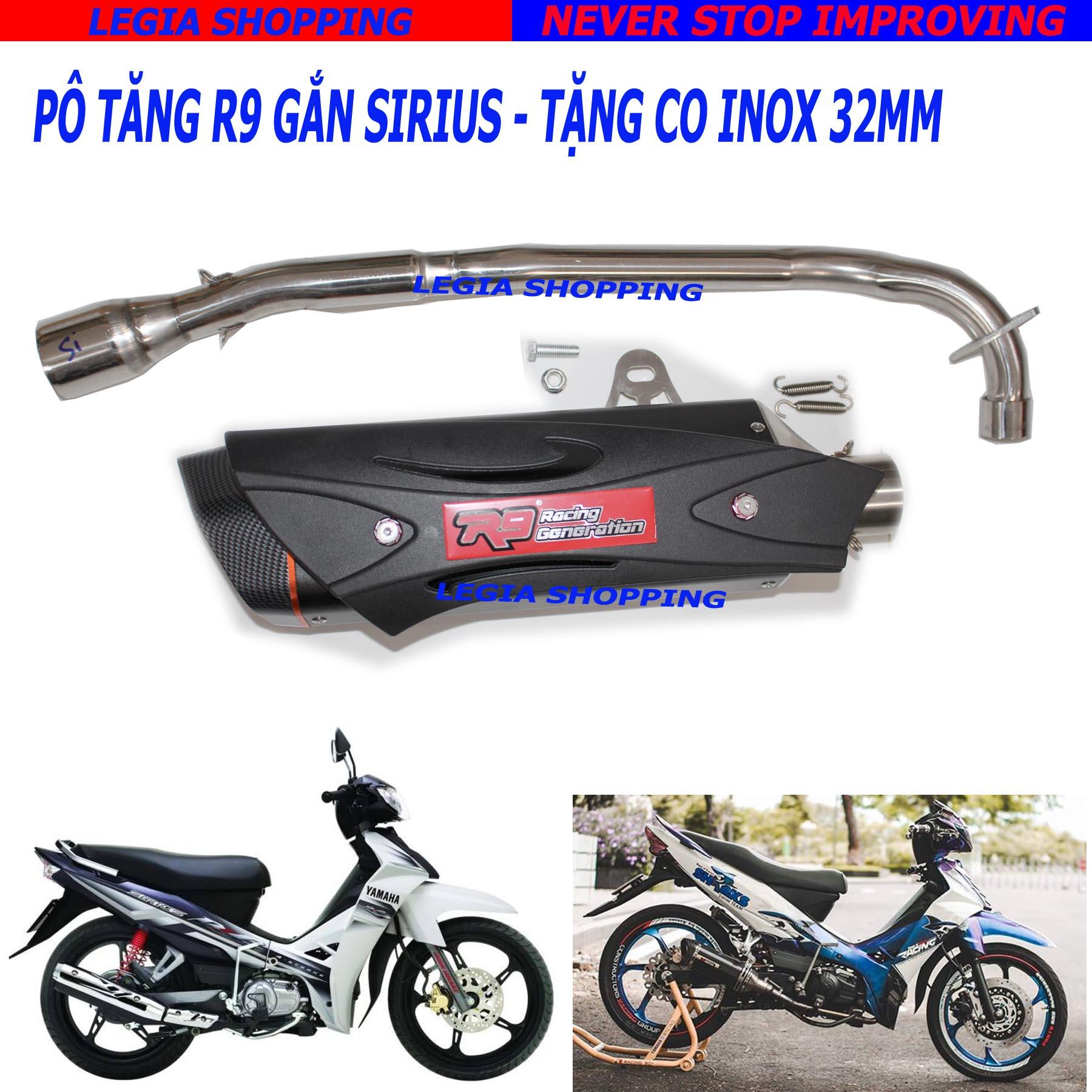 PÔ XE ĐỘ CAO CẤP R9 GẮN XE YAMAHA SIRIUS XĂNG CƠ TẶNG CO PÔ INOX
