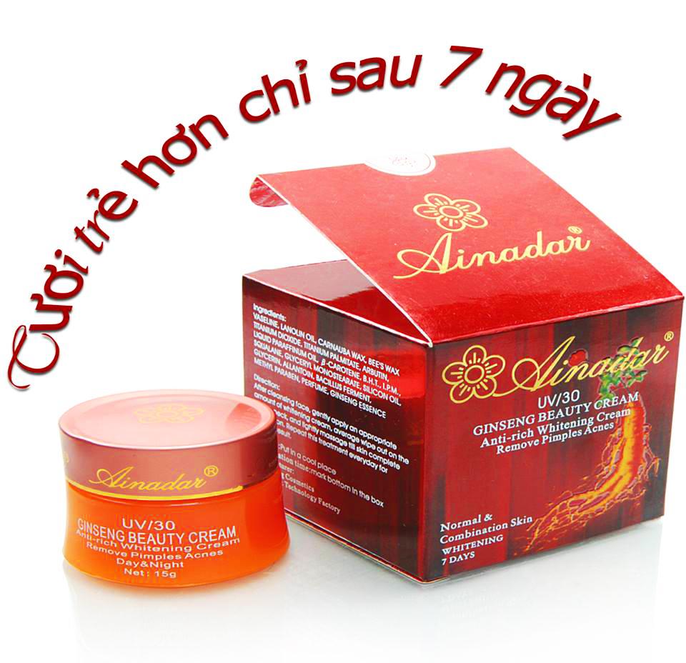 Kem trắng da chống lão hóa chiết xuất nhân sâm Ainadar 15g