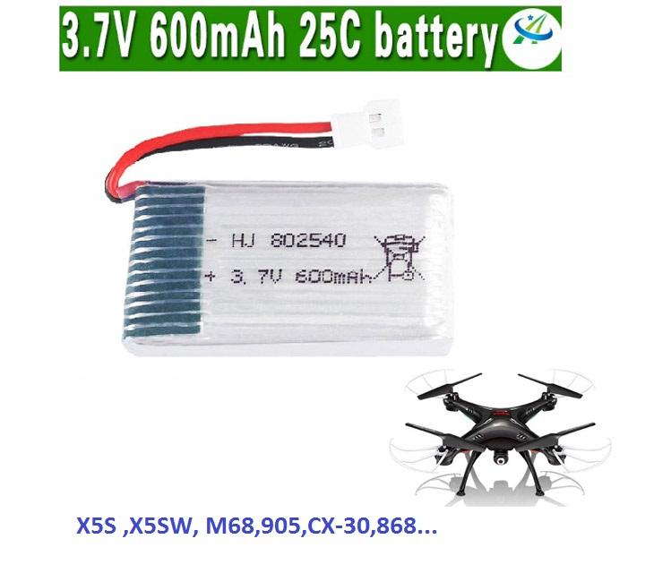 Pin Máy Bay Điều Khiển 3.7V 600mAh 25C (X5, X5C,X5SW.M68.XC-30...)