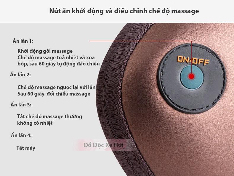 Gối mát xa hồng ngoại đa năng 8 bi đảo chiều