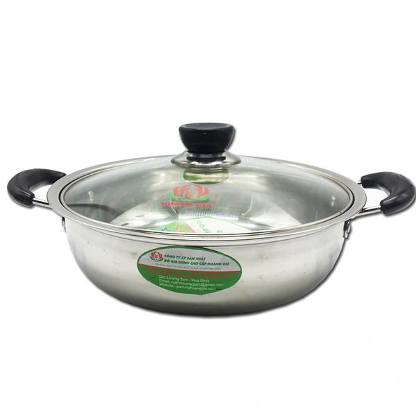 Nồi lẩu inox cao cấp Hoàng Gia loại quai nhựa size 26cm