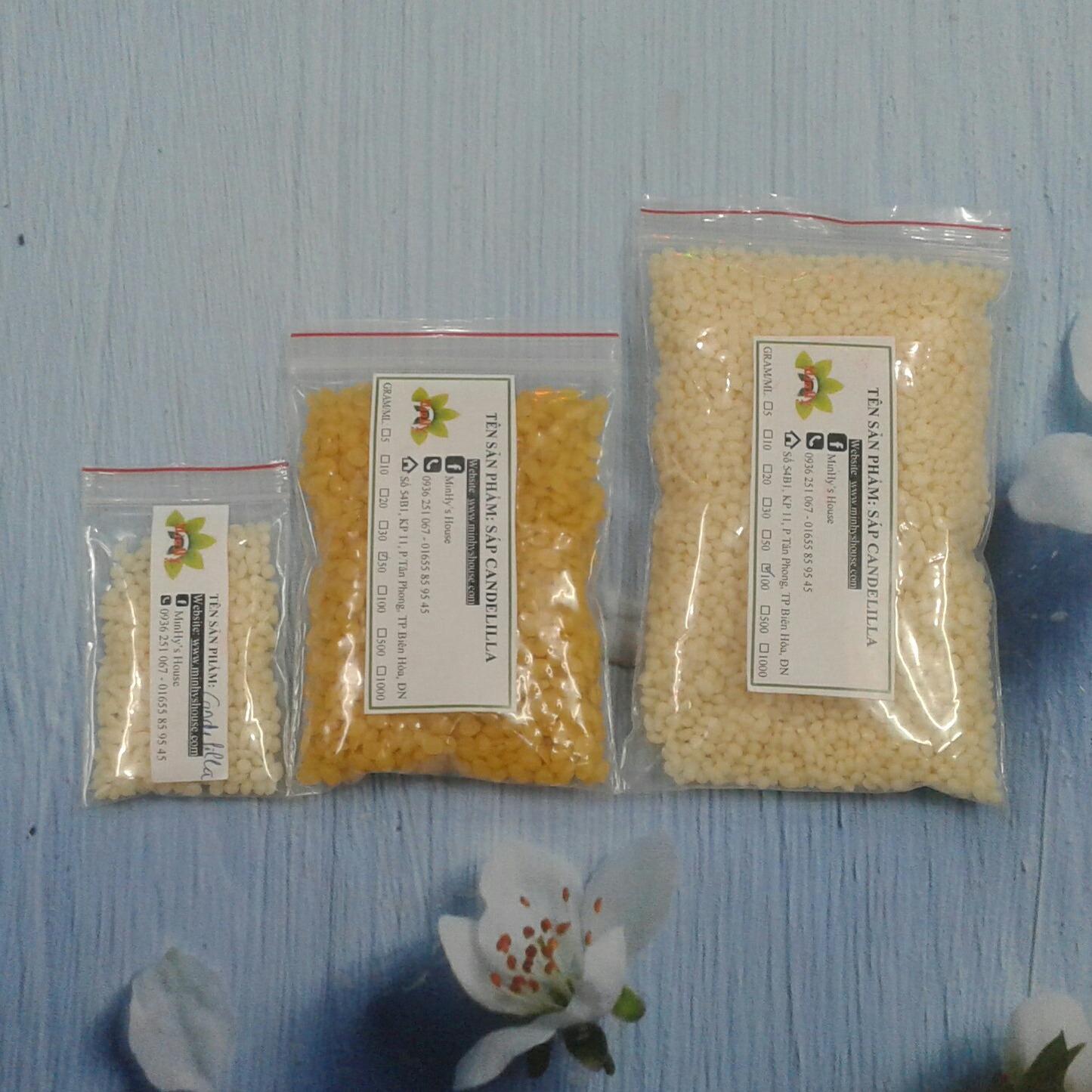 100g Sáp candelilla_candelilla wax_ nguyên liệu làm mỹ phẩm handmade