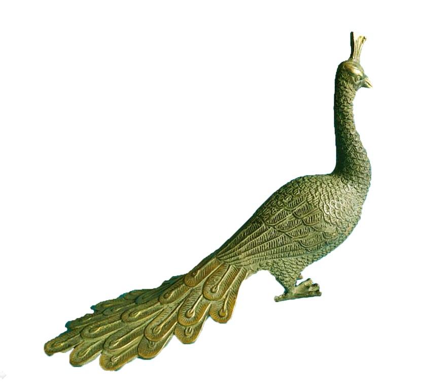 Tượng Chim Công bằng đồng thau lên men xanh dài 26cm phong thủy thịnh vượng giàu sang