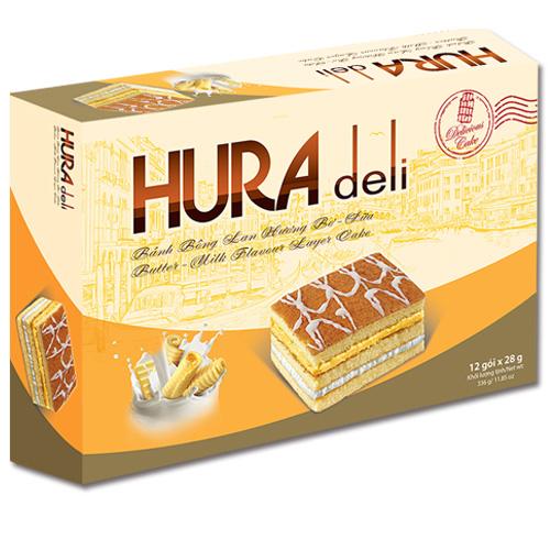 Bánh Bông Lan Hura Deli Hương Bơ - Sữa 336g