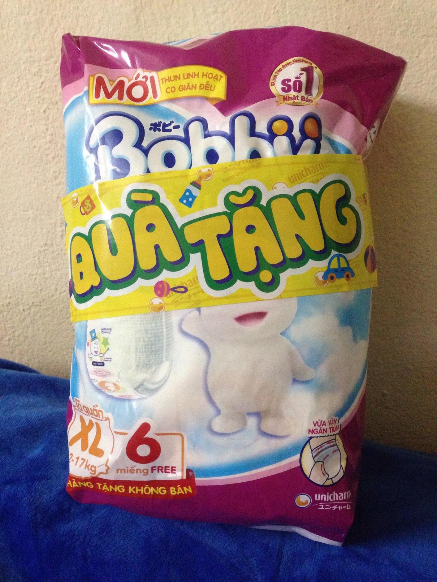 4 gói tã quần bobby xl 6 miếng