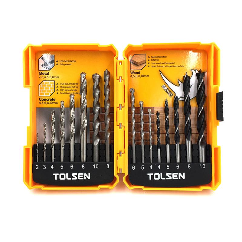 Mũi khoan tường, gỗ & thép bộ 16 cây tolsen 75628