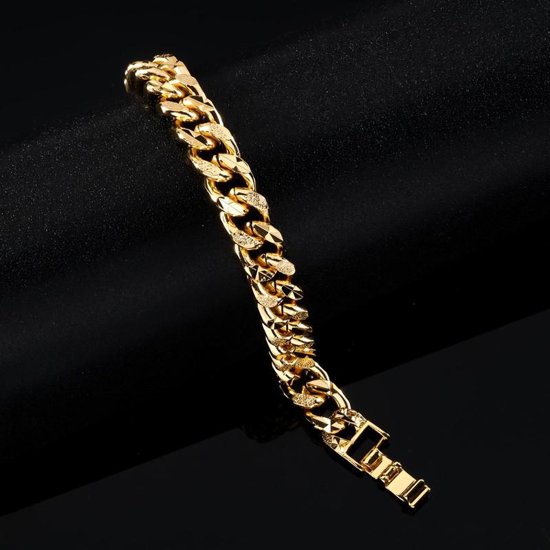 L 17 Lắc Tay Nam UHA- Lắc tay xi mạ vàng 18k bền màu- thiết kế khoen lật - kiểu dáng đơn giản trẻ trung năng động