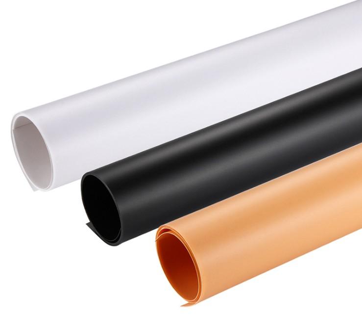 Bộ 3 tấm phông nền PVC chụp sản phẩm 60cm x 120cm (Đen, trắng, cam)