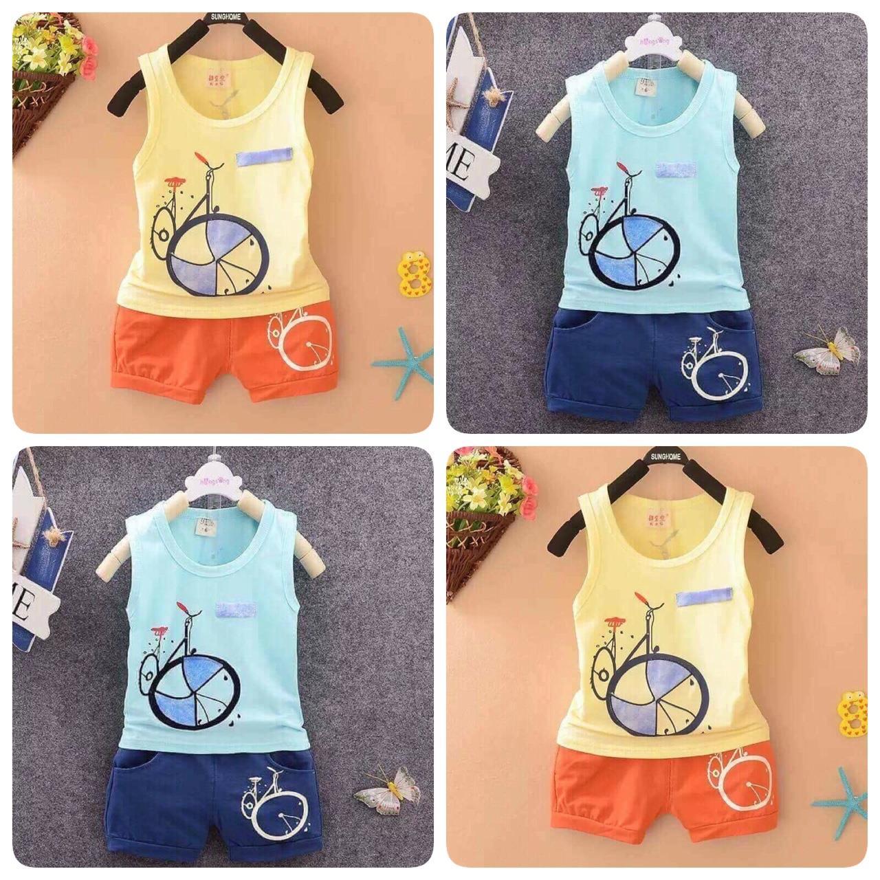Bộ xe đạp cotton sát nách cho bé trai bé gái