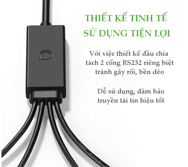 Cáp chuyển đổi USB 2.0 sang 2 cổng COM và 4 cổng COM RS232, chuẩn DB9, dài 1.5m UGREEN US229 Cáp chuyển đổi USB 2.0 sang 2 cổng COM và 4 cổng COM RS232, chuẩn DB9, dài 1.5m UGREEN US229