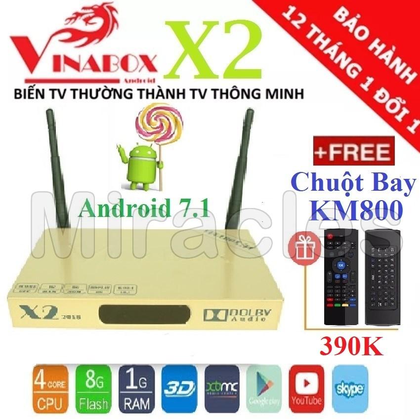 Android tivi box vinabox x2 + tặng chuột bay km800 trị giá 390k - phân phối bởi miracles company