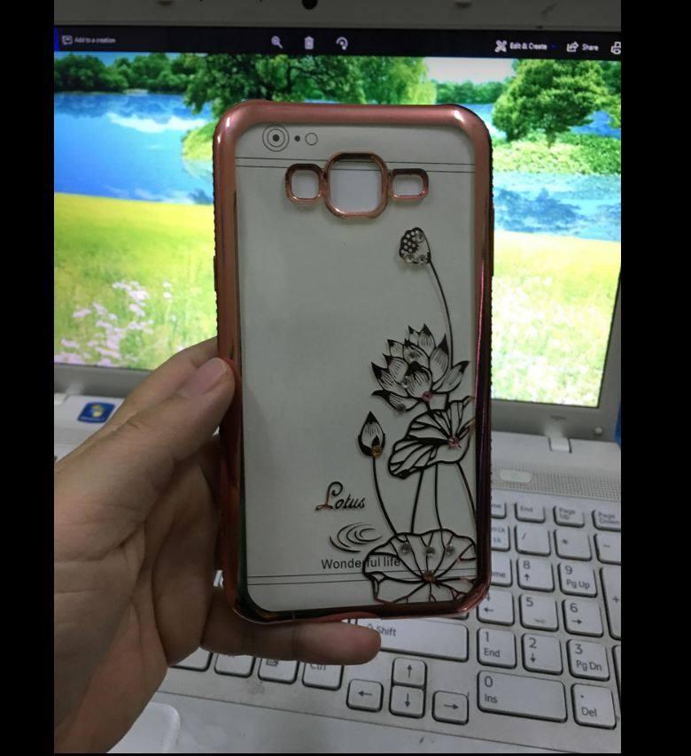 Ốp lưng thời trang viền màu đính đá cho Samsung J7 2015