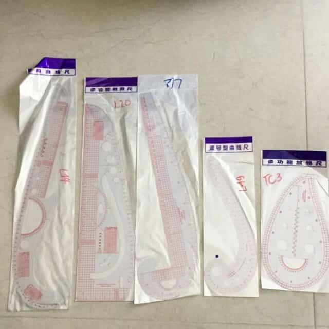 bộ 5 thước vẽ đường cong quần áo... - thước vẽ công thức