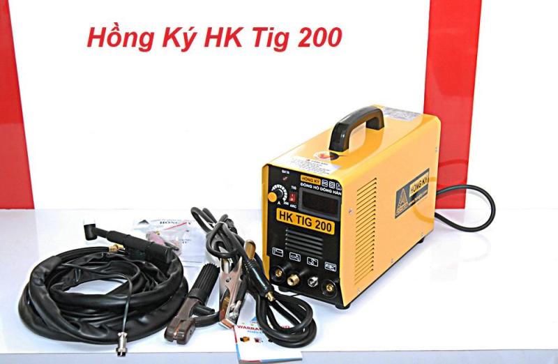 Máy hàn điện tử INOX chuyên dụng, 2 chức năng hàn que (1.6-3.2mm) và hàn khí Argon (Tig), AC 180-240V; Hồng Ký HK TIG 200