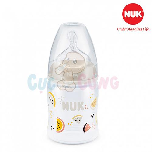 Bình sữa nuk cổ rộng nhựa pp 150ml núm - ty silicone 1m