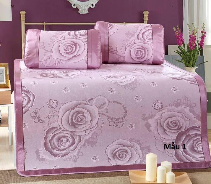 Chiếu lụa điều hoà trải giường 1M8 X 2M Tặng kèm vỏ gối