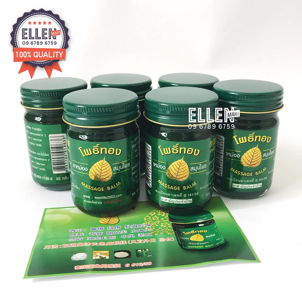 6 hủ dầu cù là xanh Massage Balm lá bồ đề Thái Lan 50g