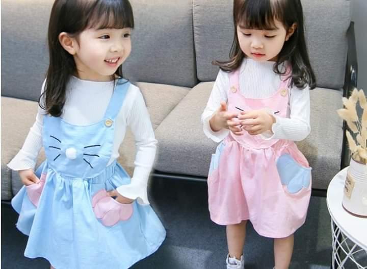 sét áo đầm yếm váy mèo cho bé gái đáng yêu