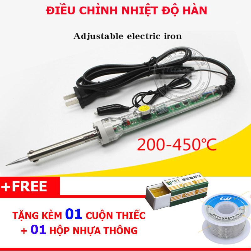 Combo Mỏ hàn chì điều chỉnh nhiệt độ No.905C 60W cao cấp (kèm 01 cuộn thiếc hàn và 01 hộp nhựa thông)
