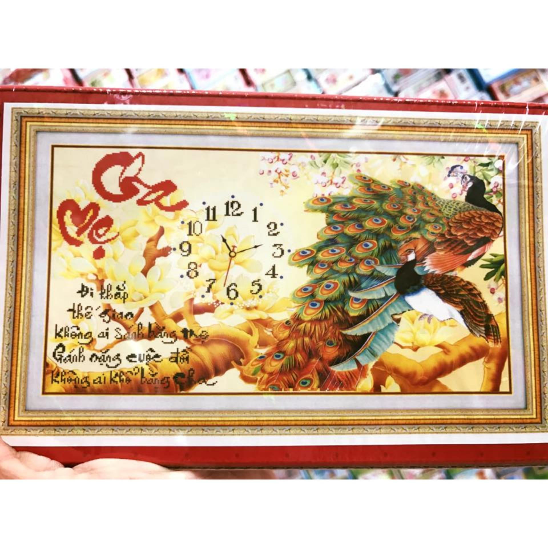 Tranh đính đá đồng hồ cha mẹ h754-ngọc thịnh